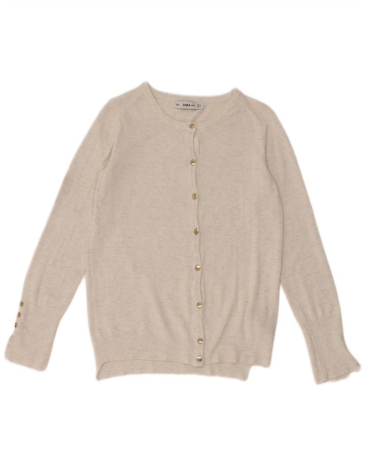 Zara Dame Cardigan Sweater UK 12 Medium Grey Flecked Viscose