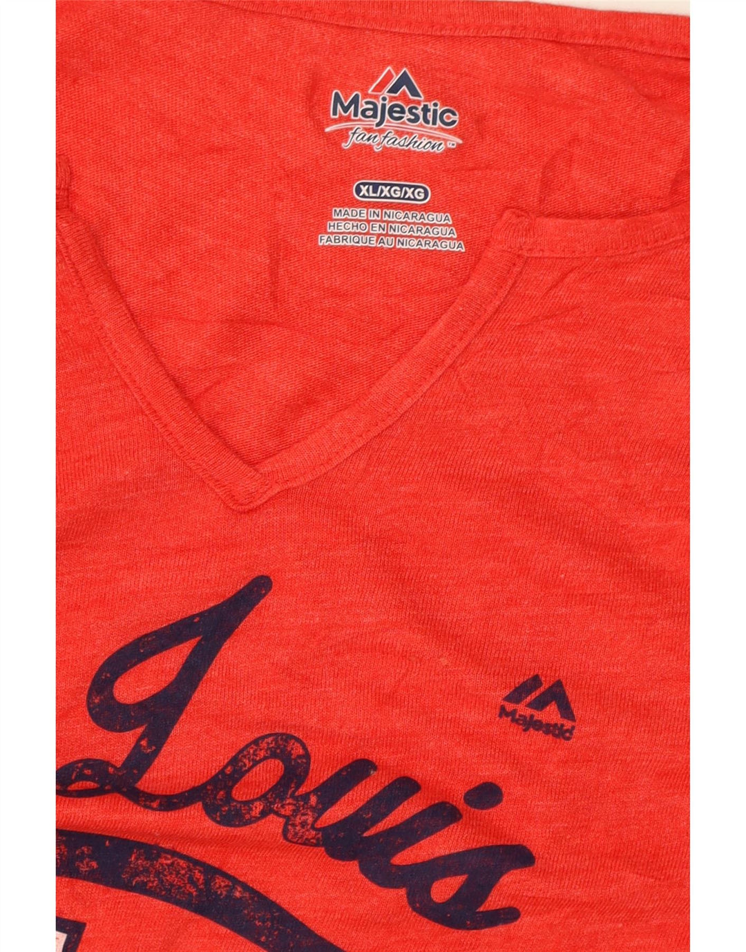 MAJESTIC Womens Graphic T-Shirt Top UK 18 XL Red Polyester Vintage Majestic and Second-Hand Majestic from Messina Hembry 