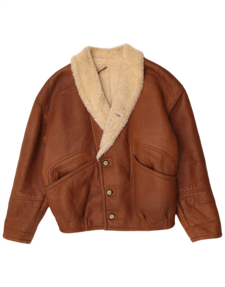 Vintage Herre Shearling Jacket IT 48 Medium Brun