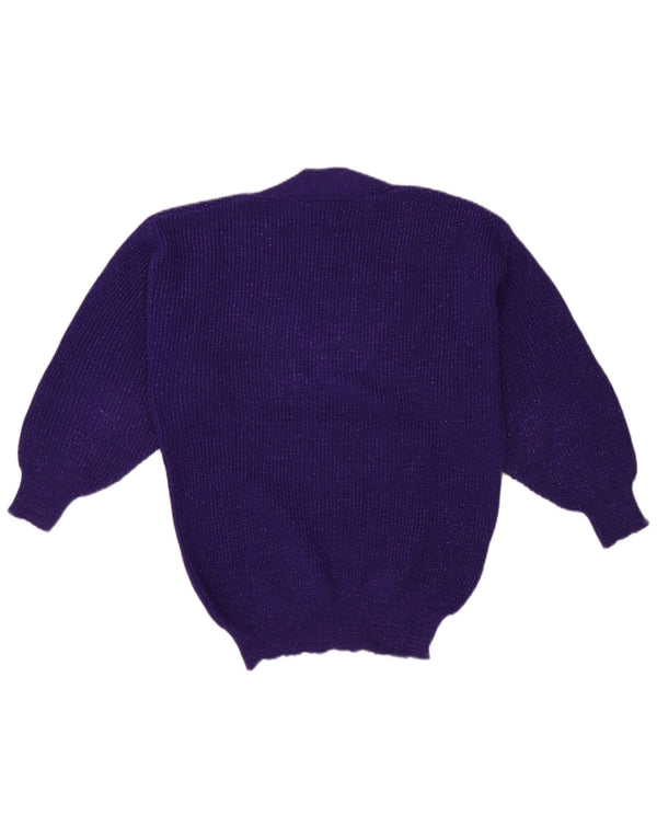 Vintage Womens V-Neck Jumper Sweater IT 44 Medium Purple Flecked Acrylic