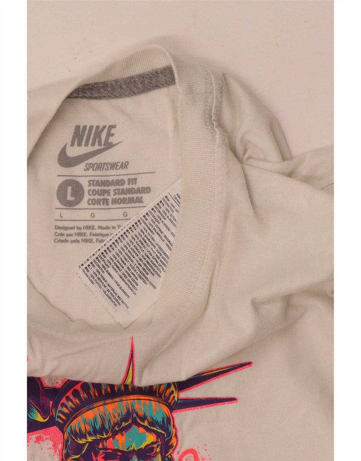 Nike Herre Standard Fit Grafisk T-Shirt Top Stor Hvid Bomuld