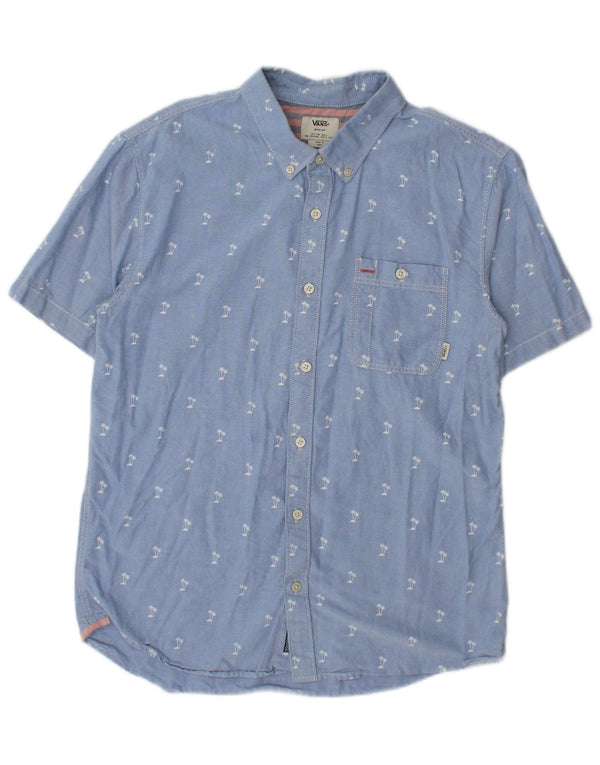 Vans Kortærmet Herreskjorte Medium Blue Floral Bomuld