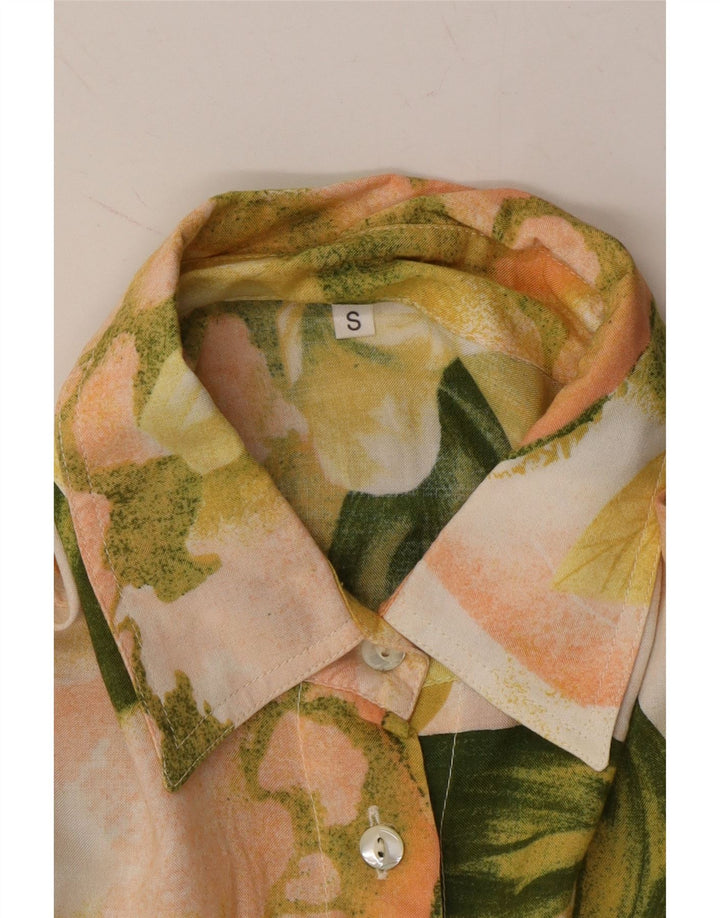 VINTAGE Dameskjorte UK 10 Small Yellow Floral