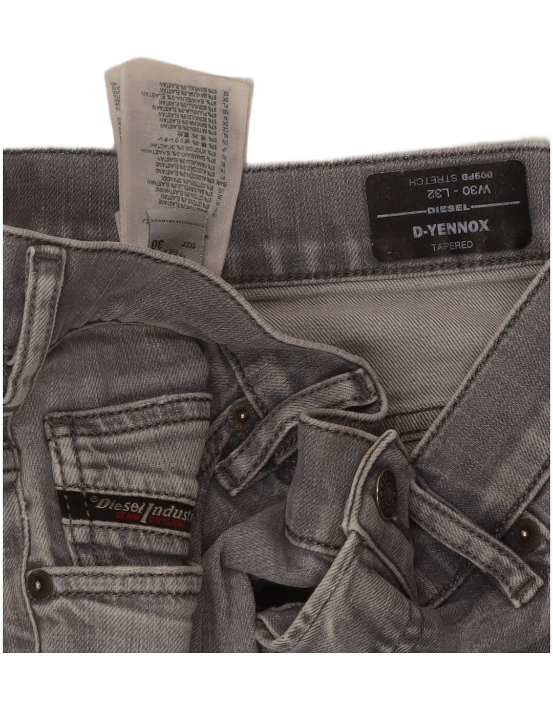 DIESEL Herre D-Yennox Tapered Jeans W30 L32 Grå Bomuld