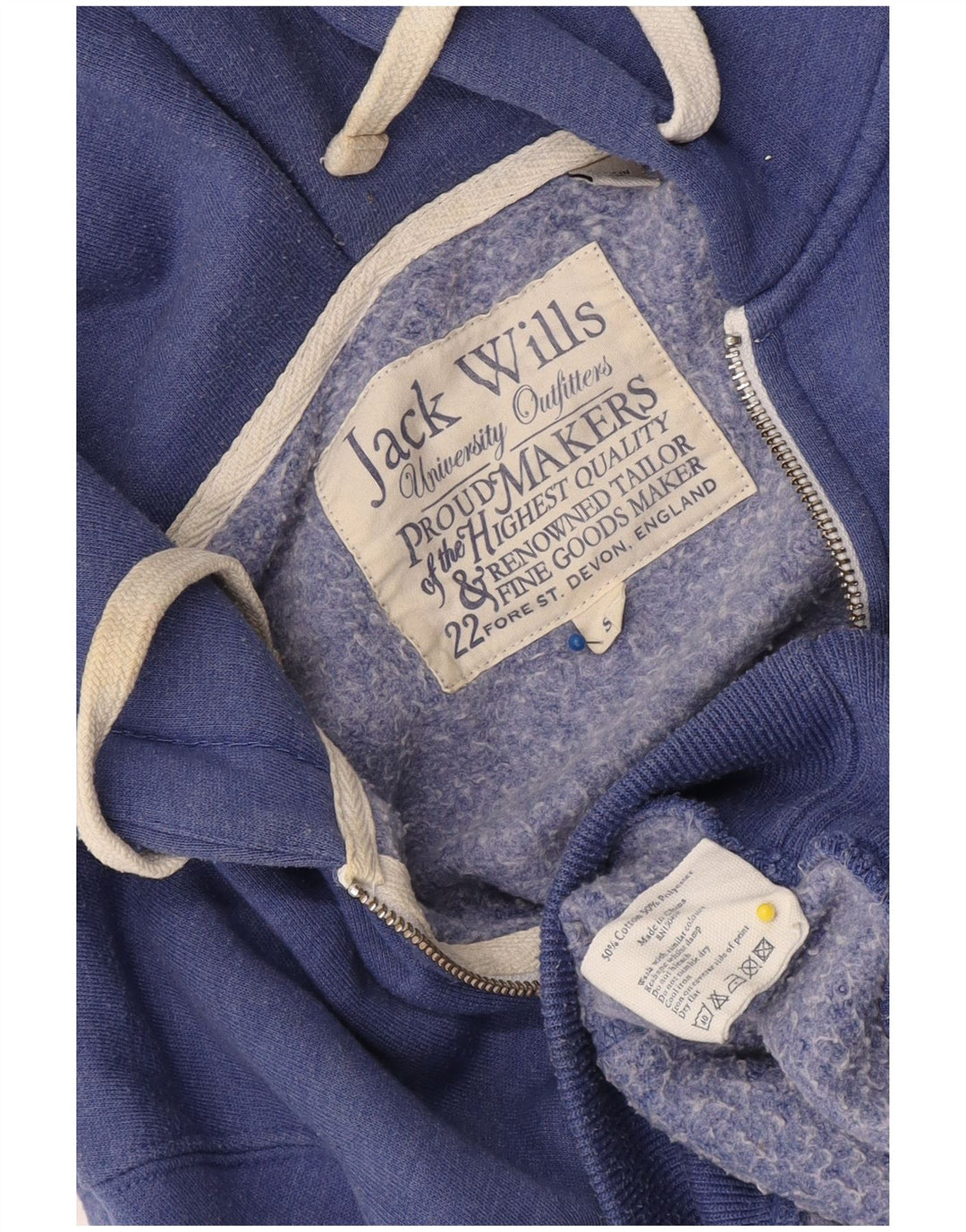 Jack Wills Herre grafisk hættetrøje med lynlås, lille blå bomuld