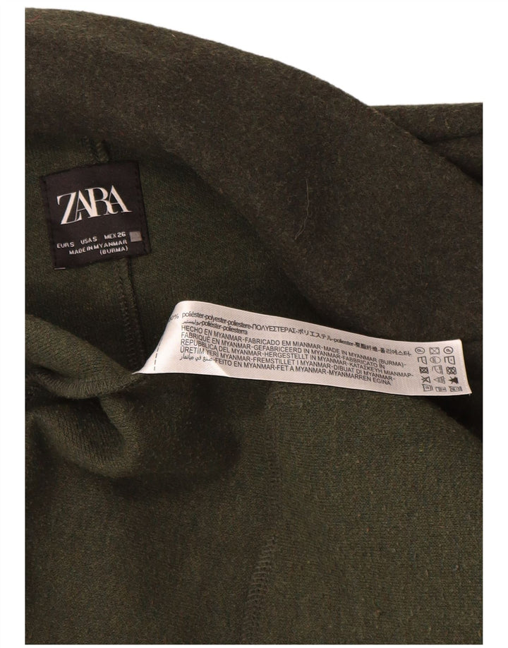 Zara Womens Open Overcoat UK 10 Small Green Polyester