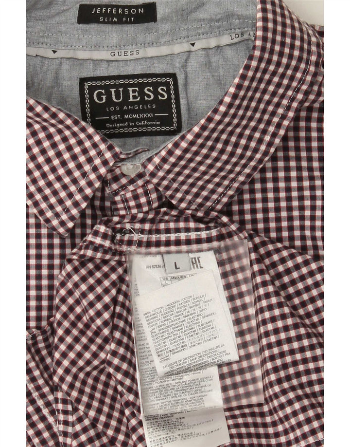 Guess Herre Slim Fit skjorte Stor flerfarvet Gingham Bomuld