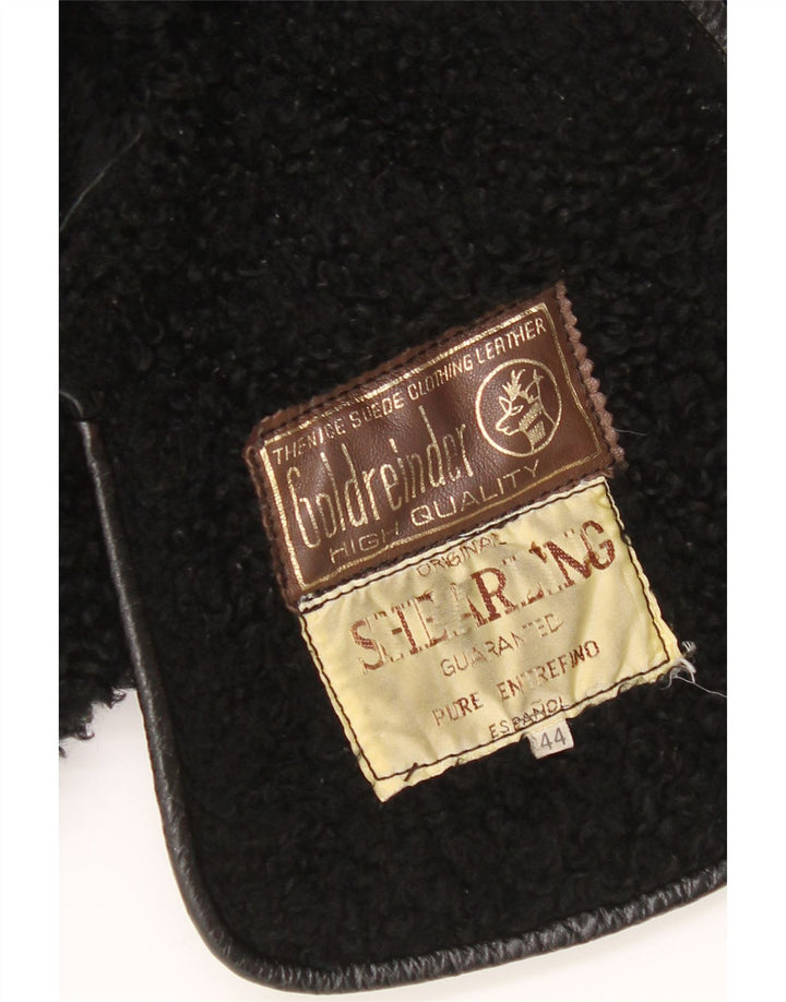 Vintage Dame Shearling Coat IT 44 Medium Black Patchwork Shearling