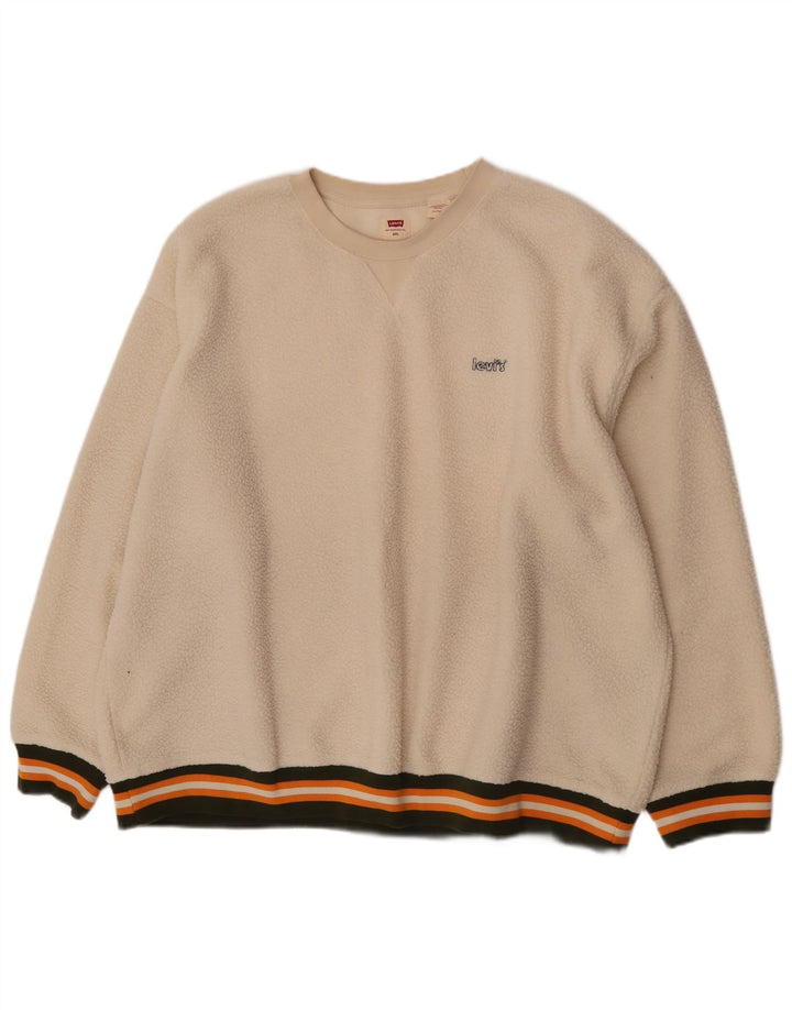 Levi's Herre Relaxed Fit Fleece Jumper 2XL Off White Stribet polyester