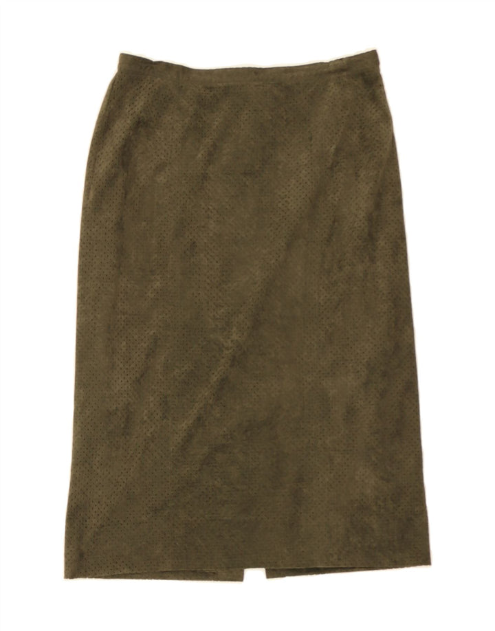 VINTAGE Womens Straight Skirt W28 Medium Khaki Spotted Vintage Vintage and Second-Hand Vintage from Messina Hembry 