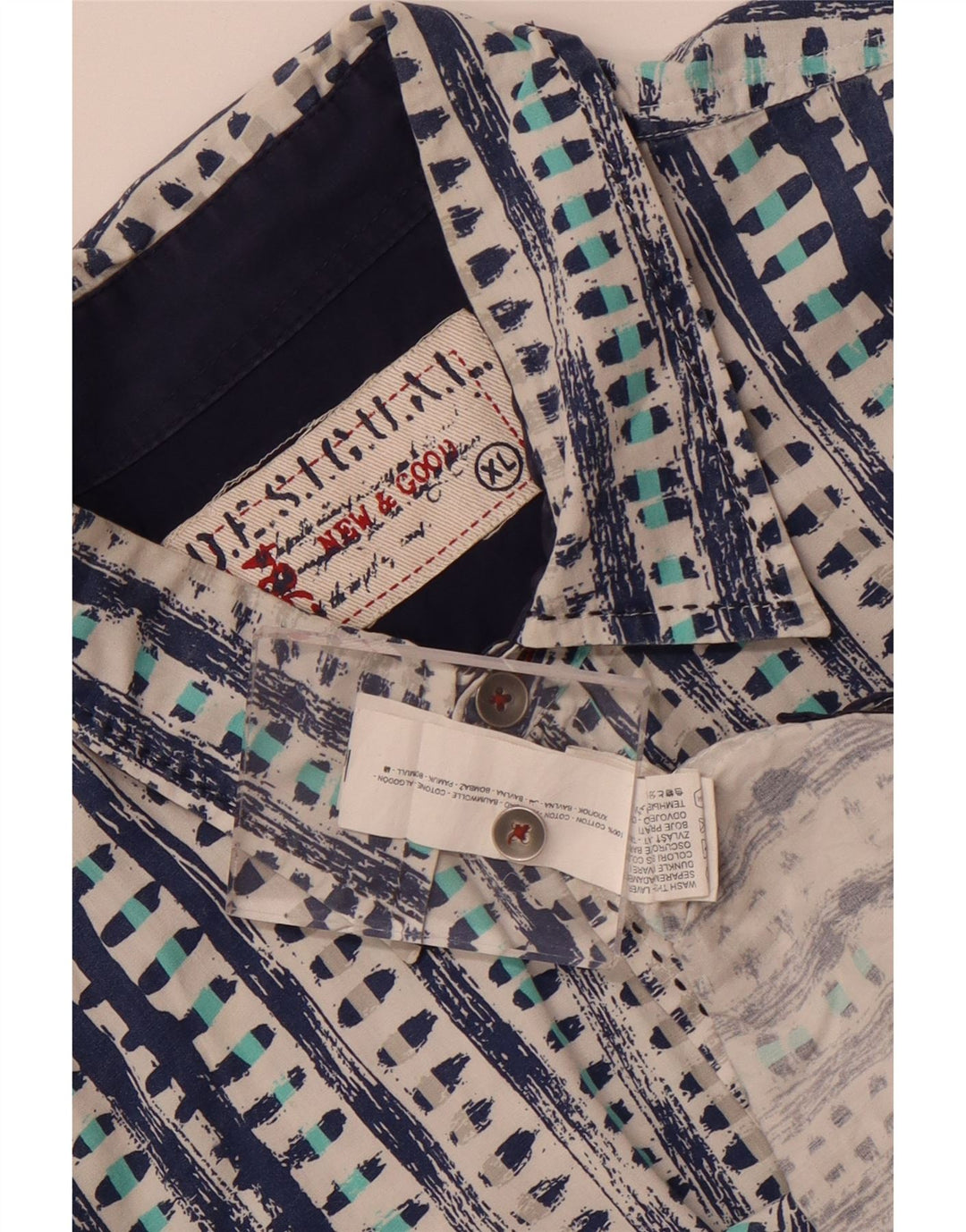 Desigual Kortærmet Herreskjorte XL Blå Geometrisk Bomuld