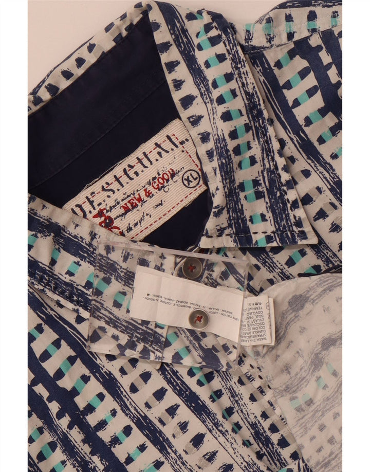 Desigual Kortærmet Herreskjorte XL Blå Geometrisk Bomuld