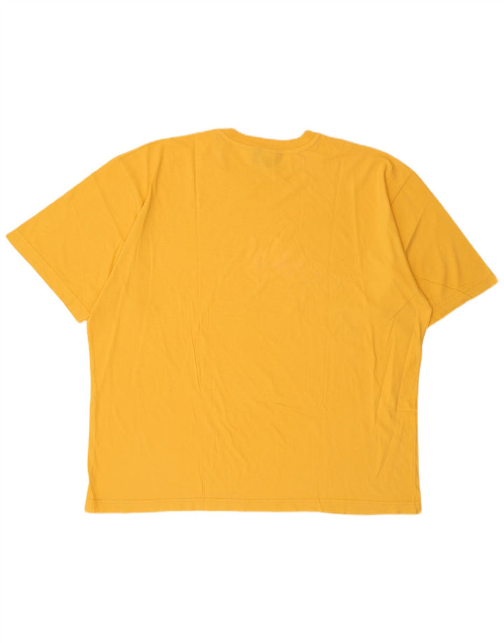 Stefanel Herre Grafisk T-Shirt Top XL Gul Bomuld