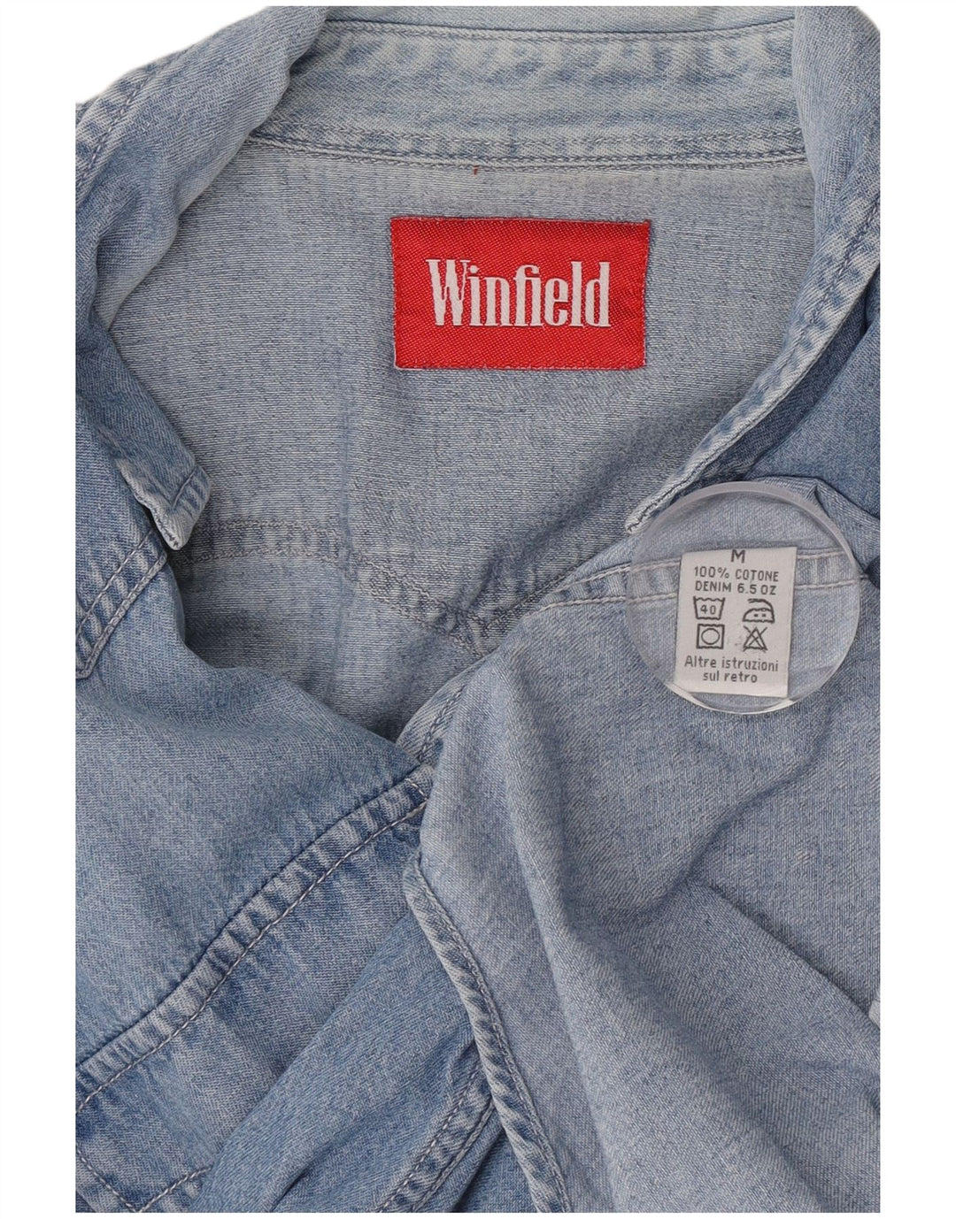 Vintage denimskjorte til mænd mellemblå bomuld