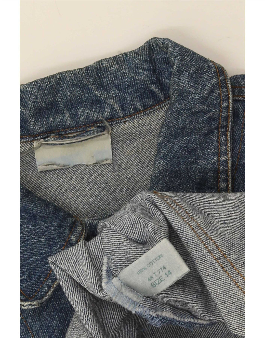 Vintage denimjakke til kvinder UK 14 Stor blå bomuld