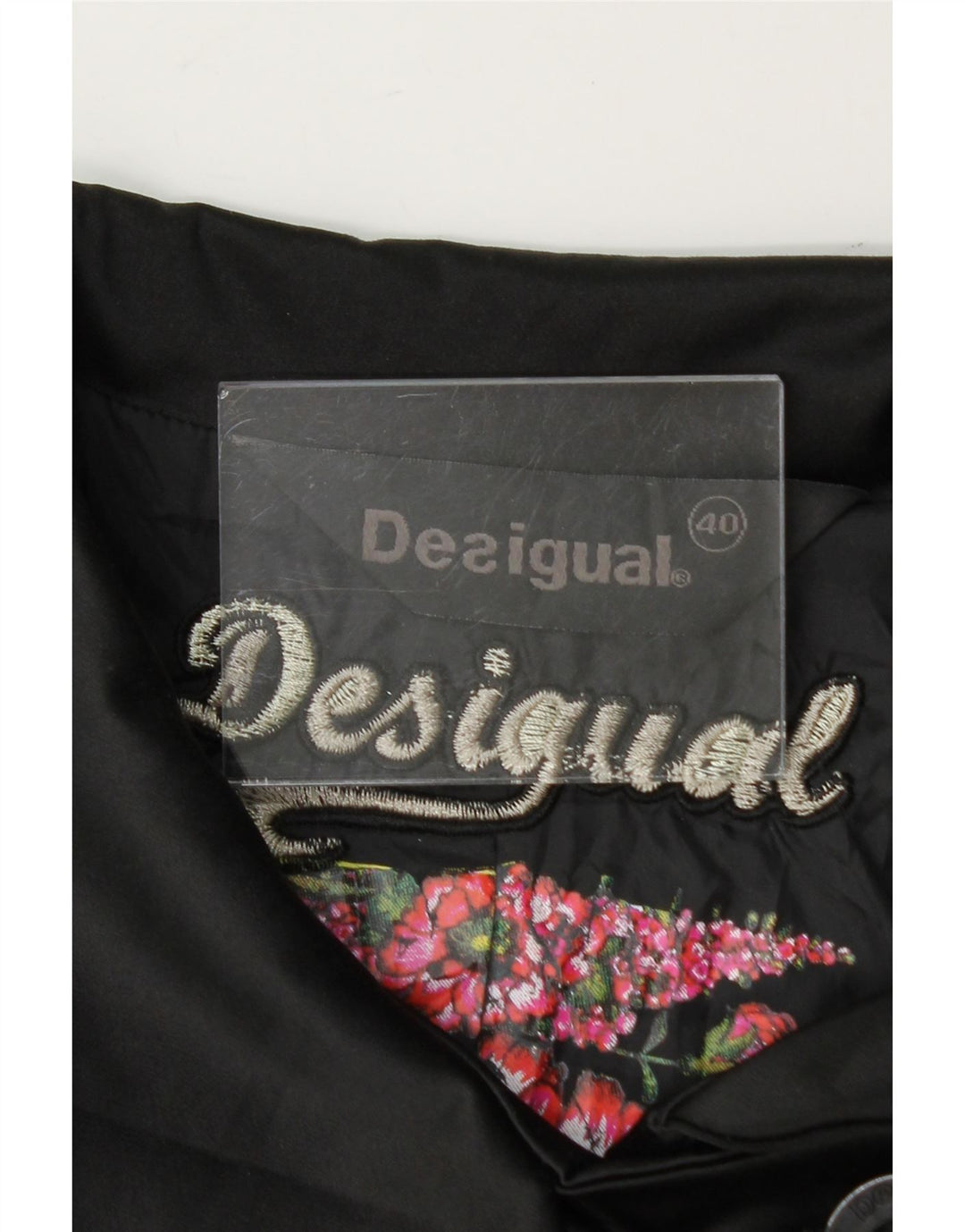 DESIGUAL Womens Overcoat EU 40 Medium Black Floral Vintage Desigual and Second-Hand Desigual from Messina Hembry 