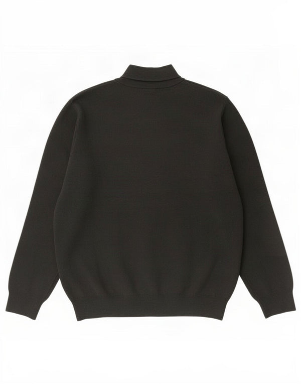 Zara Mens Zip Neck Jumper Sweater XL Green Cotton