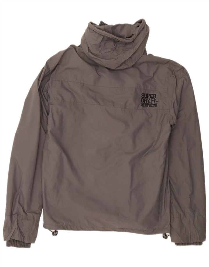 Superdry Windbreaker-jakke med hætte til mænd UK 40 Stor grå nylon