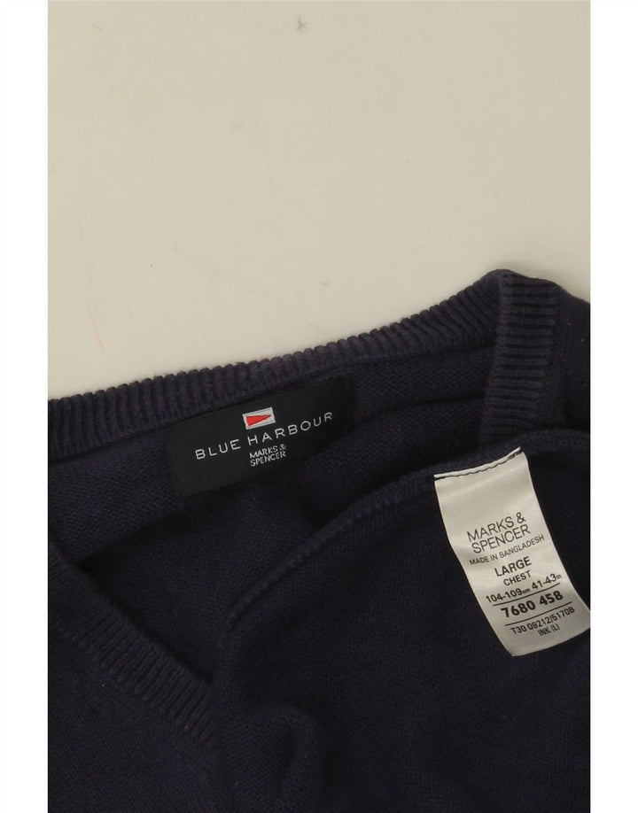 Marks & Spencer Herre Blue Harbor Vest Tank Top Stor Marineblå Bomuld