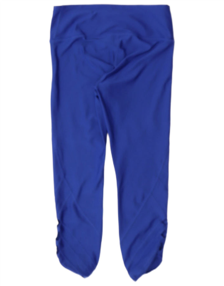 UNDER ARMOUR Womens Heat Gear Crop Leggings UK 12 Medium Blue Polyester