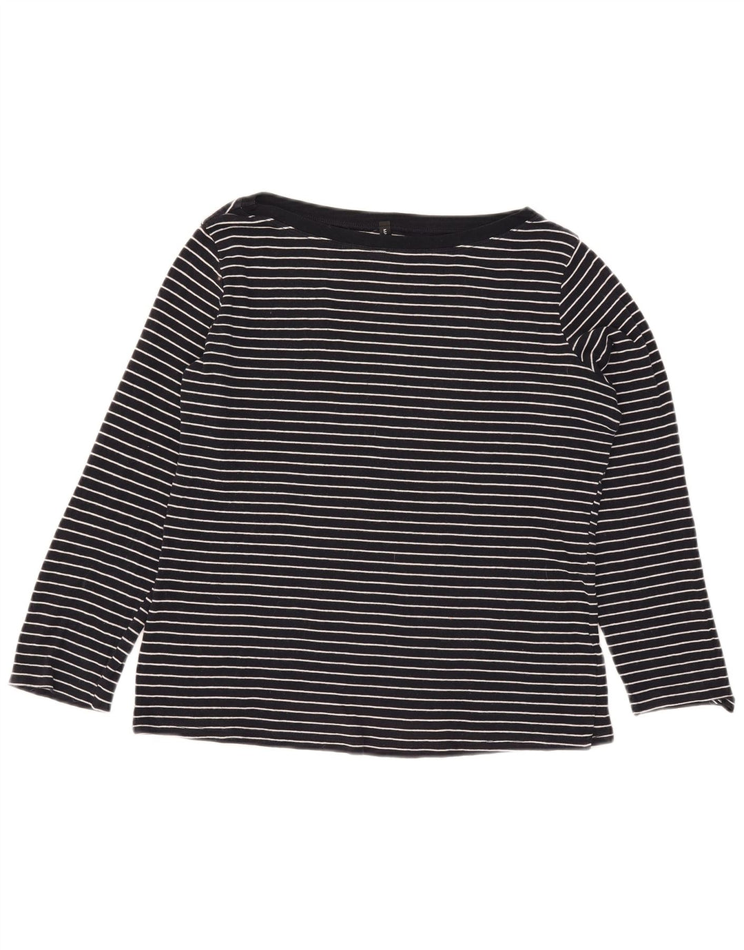 Marks & Spencer Dame Top Langærmet UK 16 Large Navy Blue Pinstripe