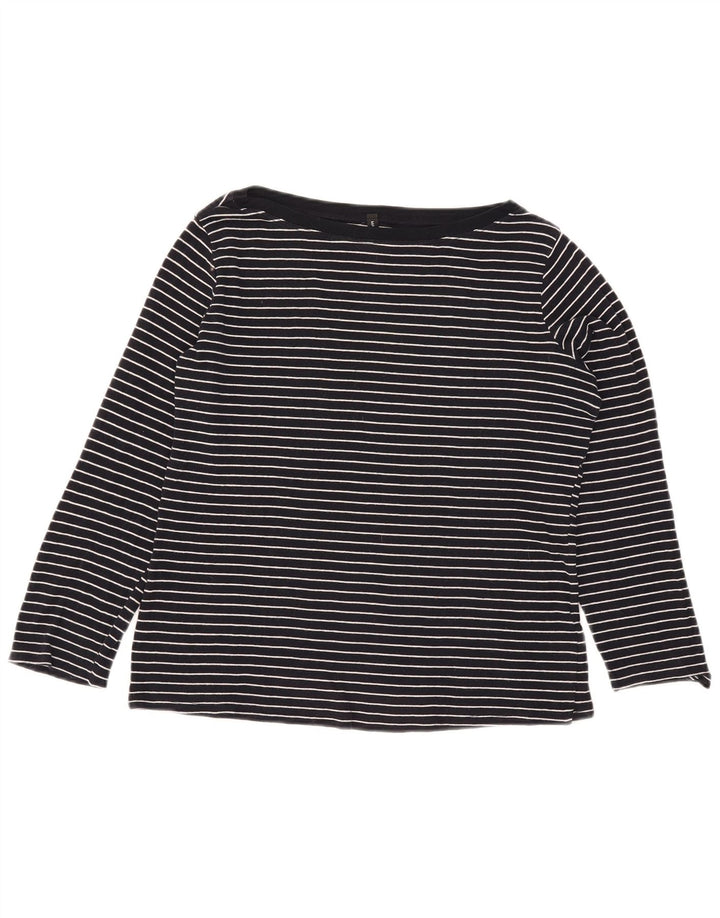 Marks & Spencer Dame Top Langærmet UK 16 Large Navy Blue Pinstripe
