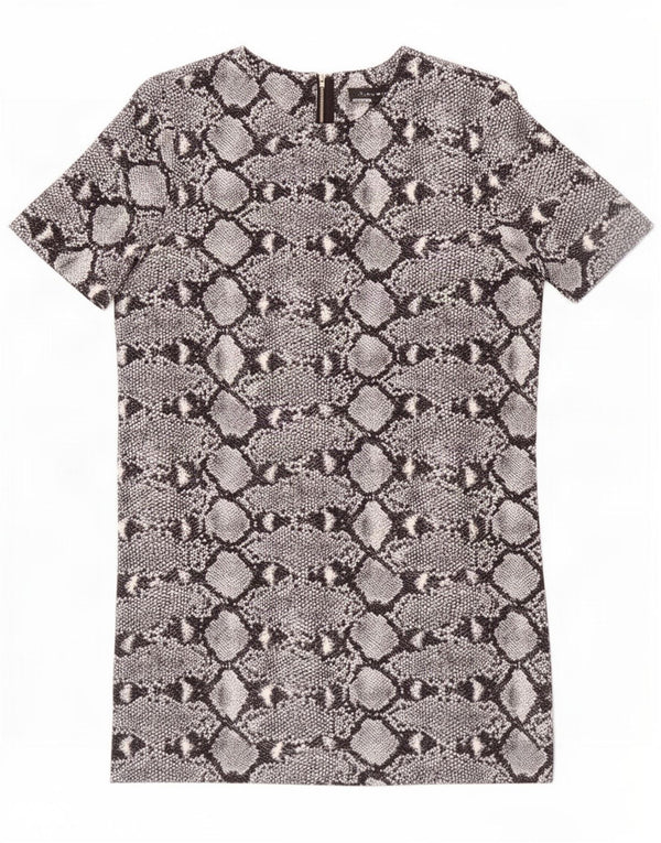 Zara Womens Shift Dress UK 10 Small Grey Animal Print