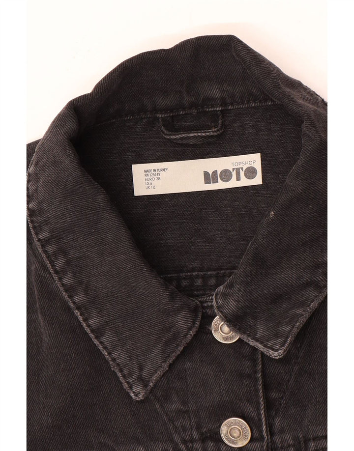 Topshop Dame Crop Denim Jacket UK 10 Small Grey