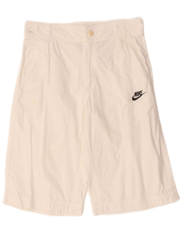 Nike drenge højtaljede bermudashorts 10-11 år W28 Medium hvid bomuld