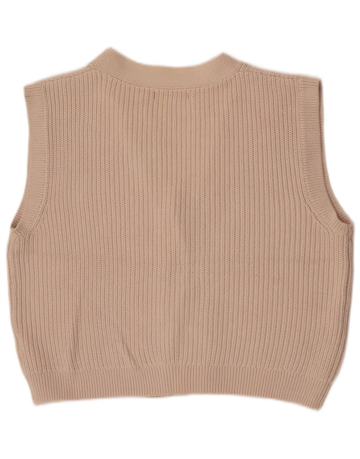Marks & Spencer Womens Crop Ærmeløs cardigantrøje UK 14 Medium Beige