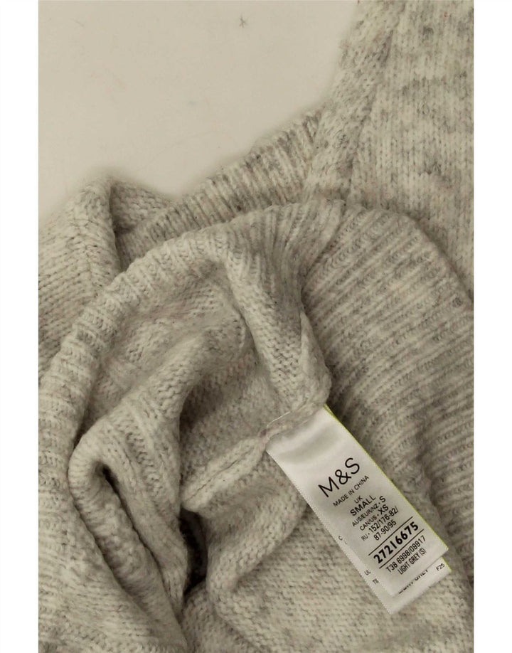 Marks & Spencer Herre Polo Neck Jumper Sweater Small Grå Flecked Acryl