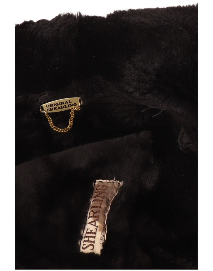 VINTAGE Dame Oversized Shearling Jacket UK 18 XL Sort Shearling