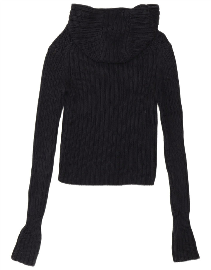 J. CREW Sweater med hætte til kvinder UK 6 XS marineblå bomuld