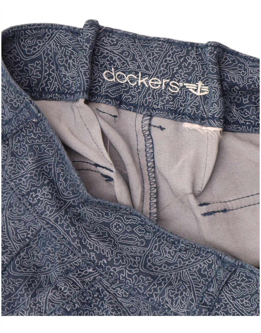 DOCKERS Dame Capri Bukser US 10 Large W30 L20 Navy Blue Paisley