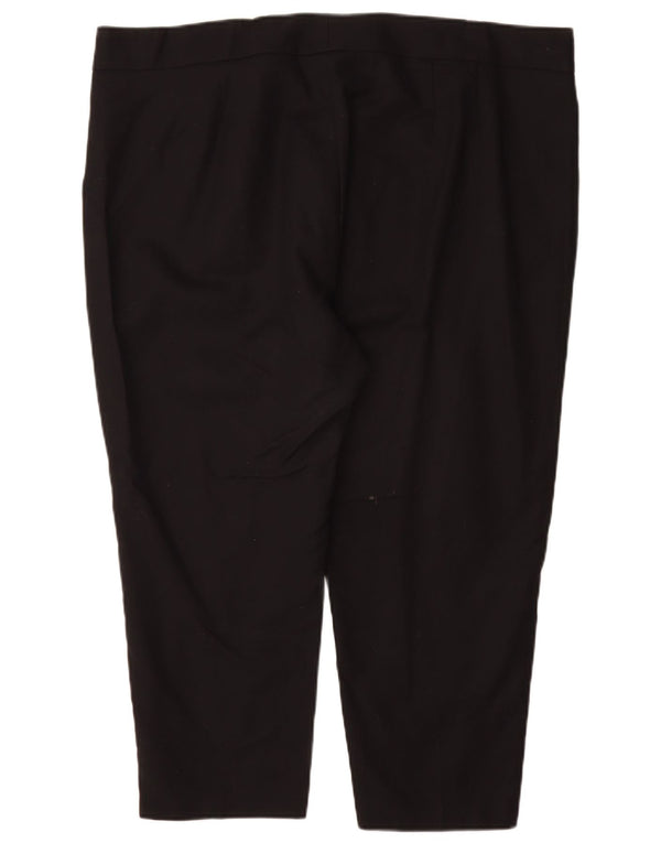 Marks & Spencer Dame Cropped Trousers UK 22 3XL W44 L25 Sort Bomuld