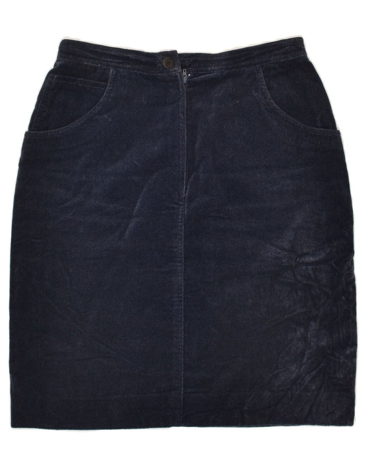 VINTAGE Womens Pencil Skirt W30 Medium Navy Blue Cotton | Vintage Vintage | Thrift | Second-Hand Vintage | Used Clothing | Messina Hembry 