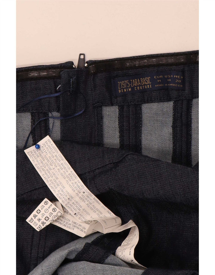 Zara Dame Stropløs Kjole UK 12 Medium Navy Blue Bomuld