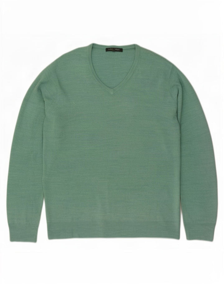 Marks & Spencer Herre V-hals sweater Stor grøn akryl