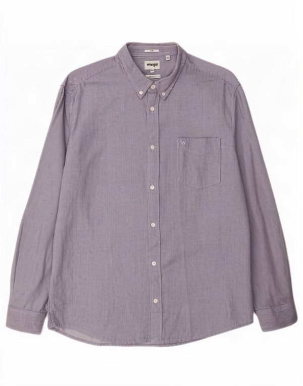 Wrangler Herre Slim Shirt 2XL Blå nålestribet bomuld