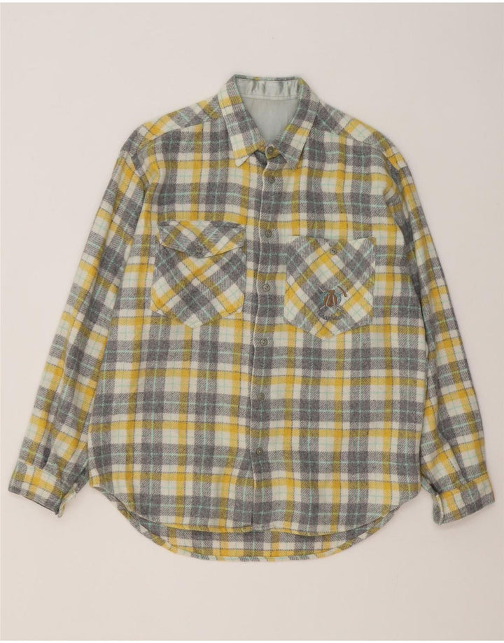 Vintage flannelskjorte til mænd, medium gul ternet