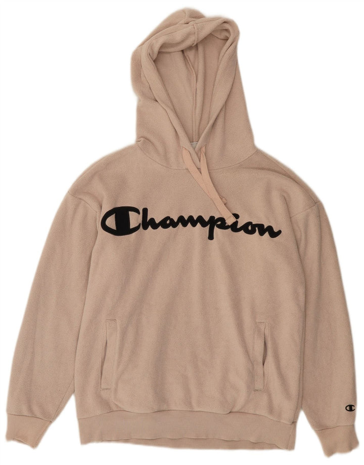 CHAMPION Herre grafisk fleecetrøje med hætte lille beige polyester