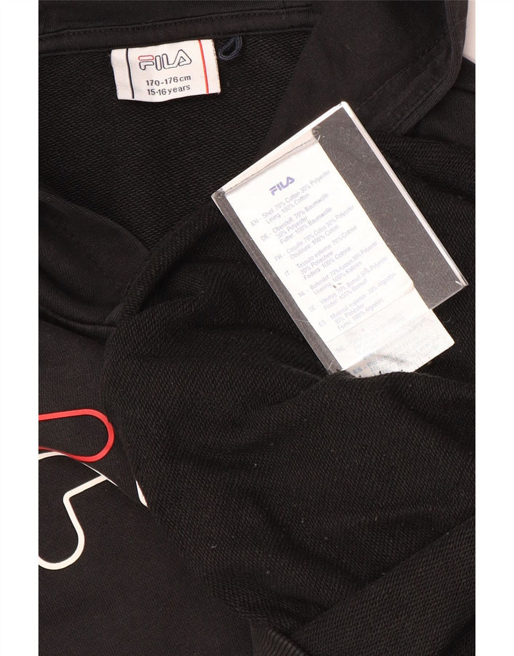 FILA Grafisk hættetrøje til drenge 15-16 år Sort bomuld