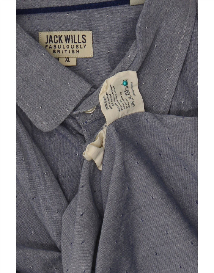 Jack Wills herreskjorte XL blå plettet bomuld