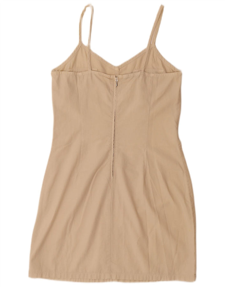 WIT BOY Dame Slip Dress UK 14 Stor Beige Bomuld