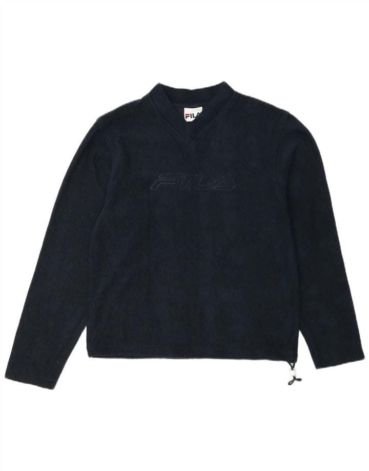 Fila Dame Grafisk Sweatshirt Jumper IT 42 Medium Navyblå Bomuld