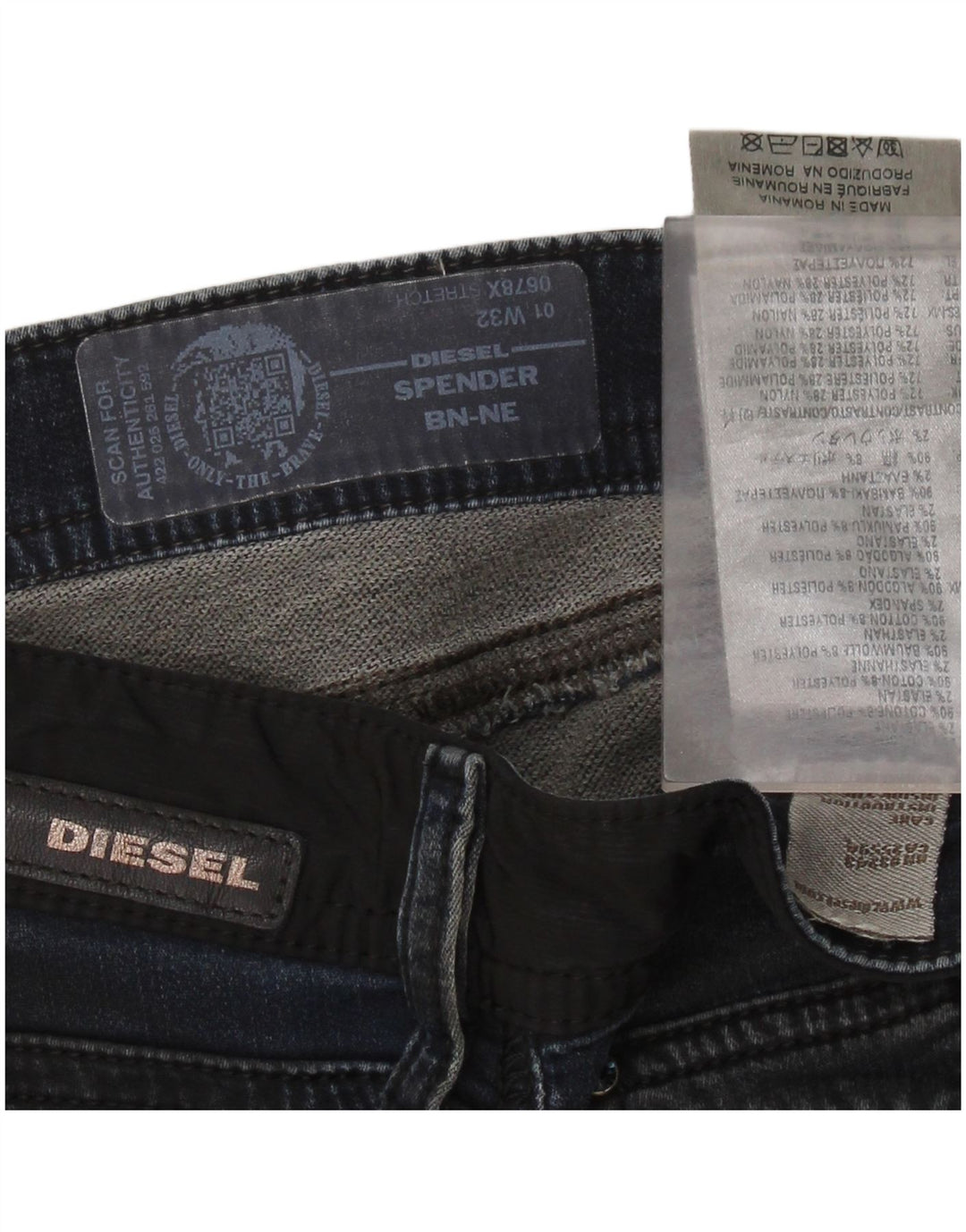 DIESEL Herre Spender Skinny Jeans W32 L30 Blå Bomuld