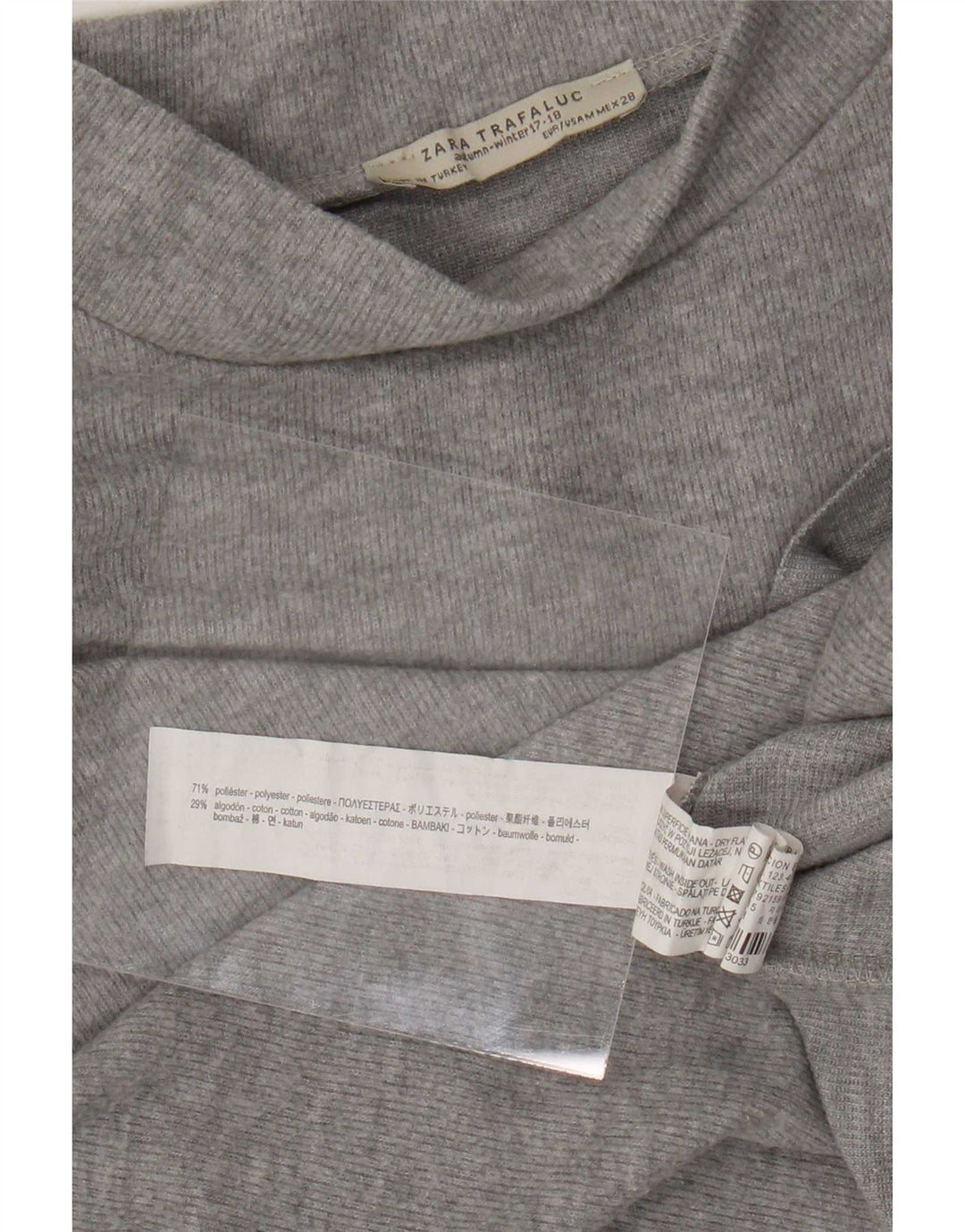 Zara Dame Trafaluc Crop T-Shirt Top UK 14 Medium Grå Polyester