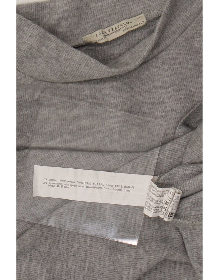 Zara Dame Trafaluc Crop T-Shirt Top UK 14 Medium Grå Polyester