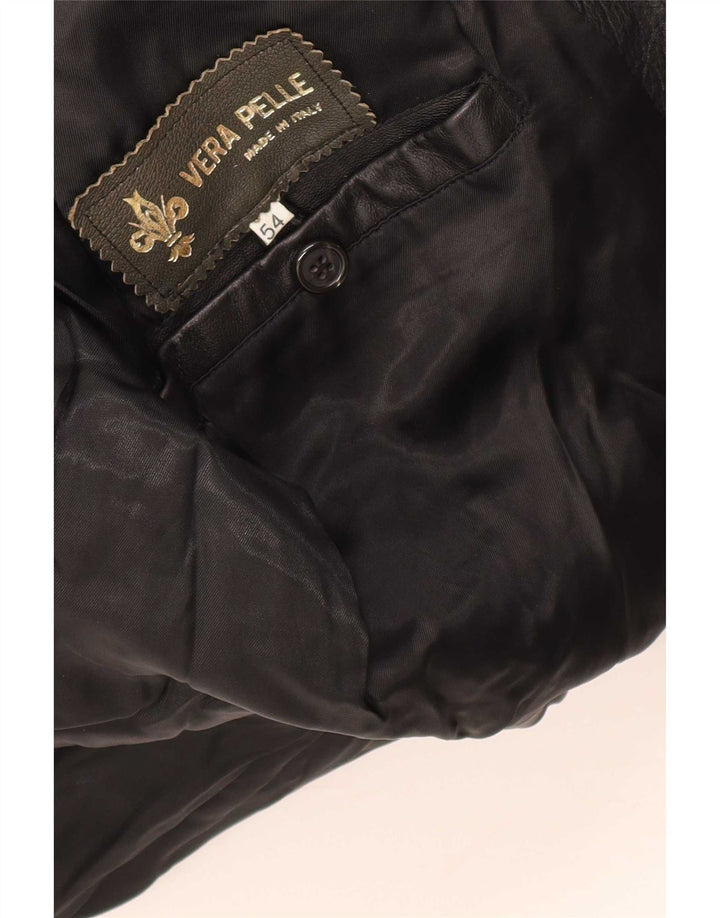 Vintage herre læderfrakke IT 54 2XL Sort