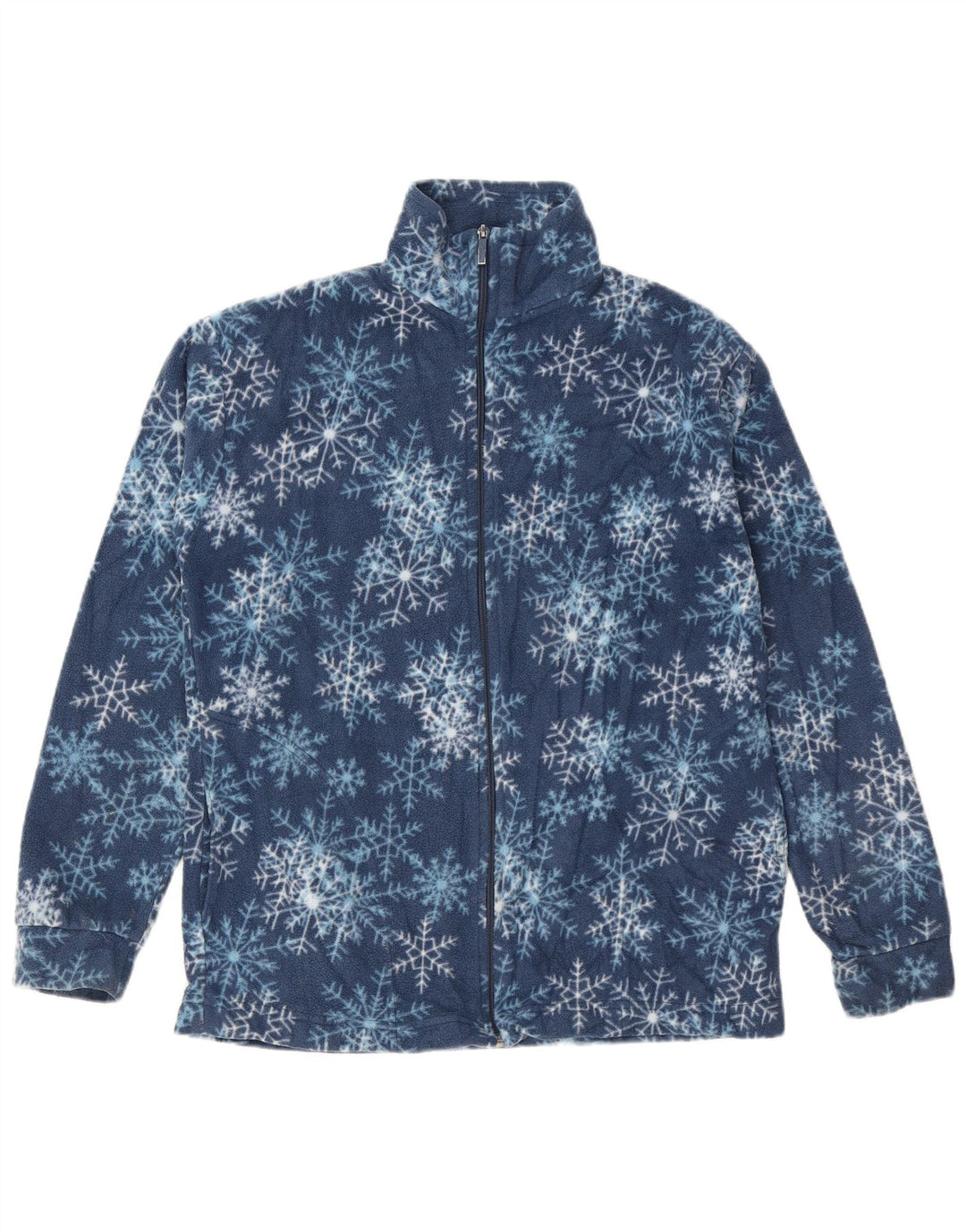 VINTAGE Dame Fleecejakke UK 20 2XL Navy Blue Fair Isle Polyester